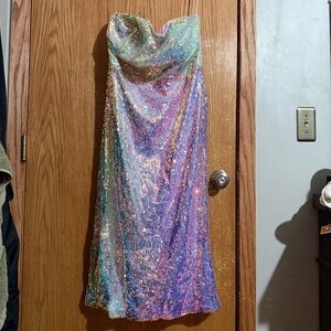 Multicolor Sequin Strapless Dress